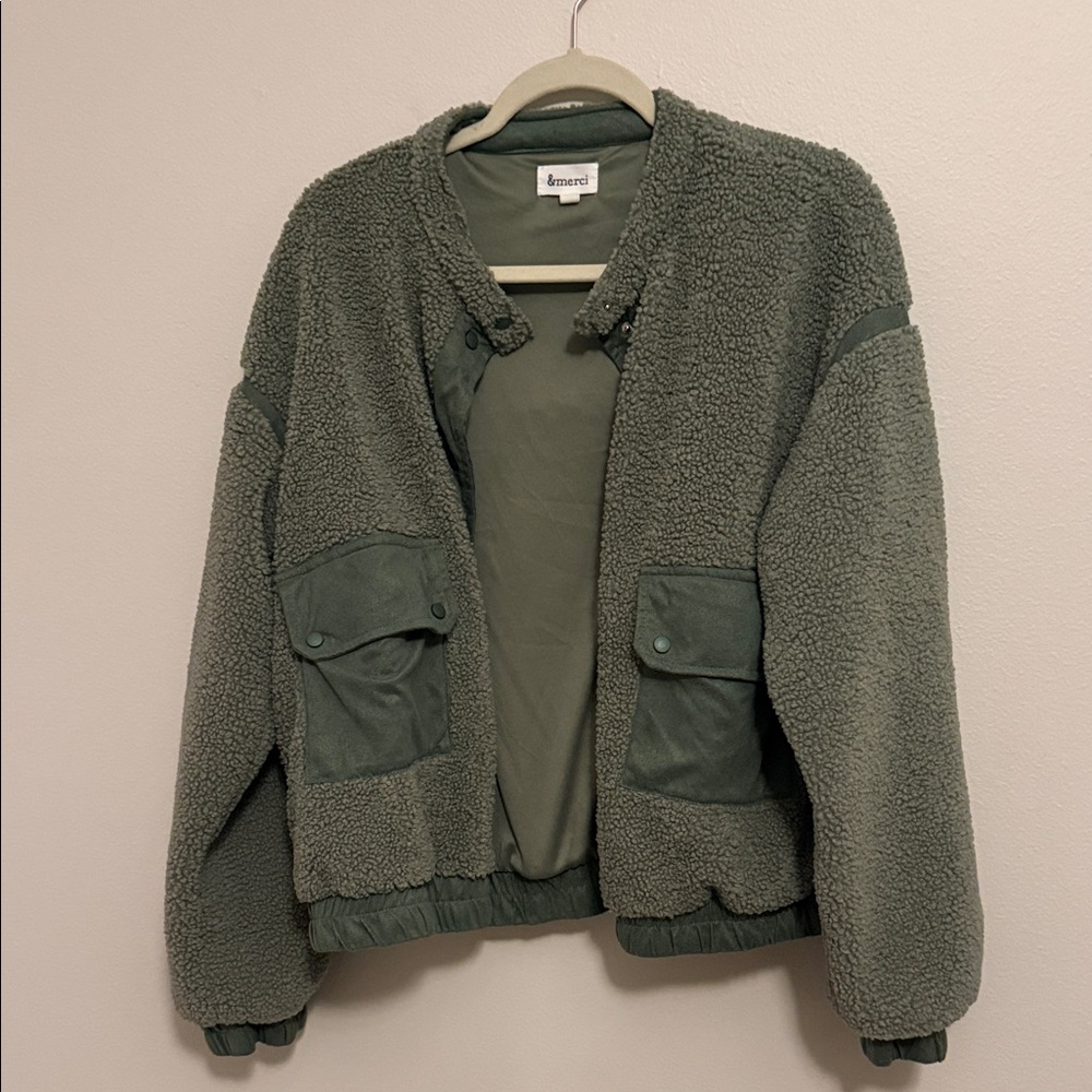 Cozy Olive Teddy Jacket